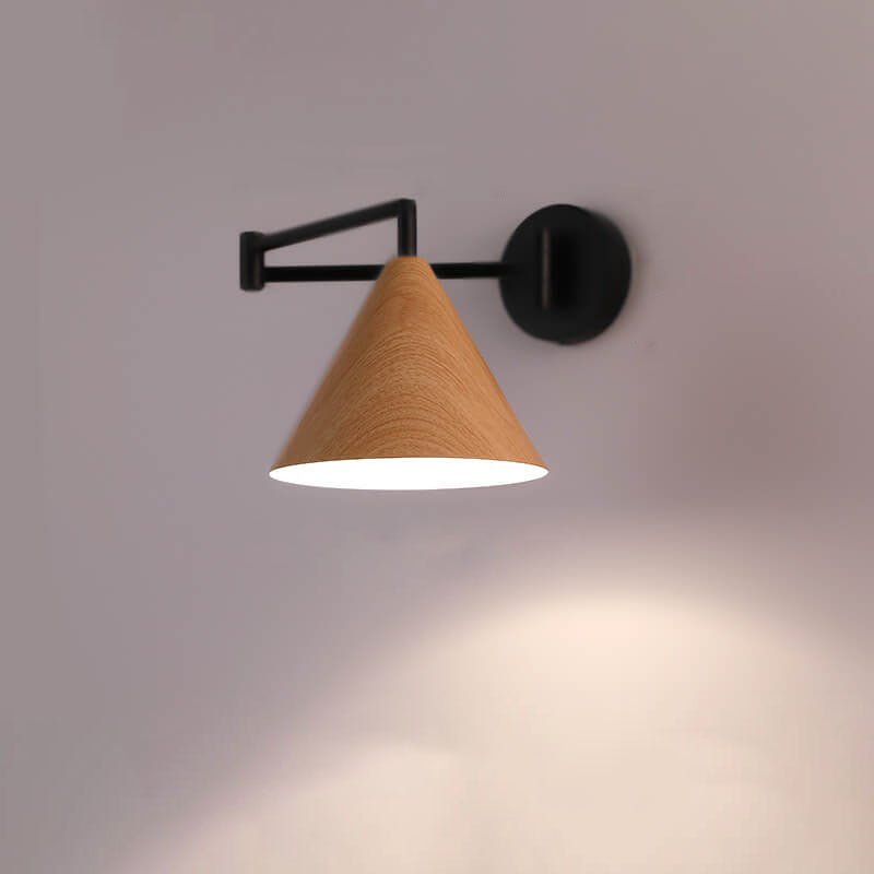 Nordic Wood Cone 1-Light Swing Arm Wall Sconce
