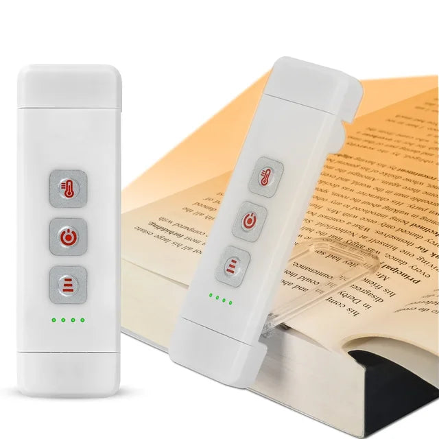 Guili | Clip-on book light, USB rechargeable reading light with timer, portable LED bookmark light for bedside & desk