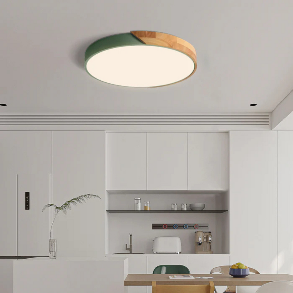 Scandinavian Wooden LED Ceiling Light Fixture – Modern Flush Mount Design for Cozy Ambiance