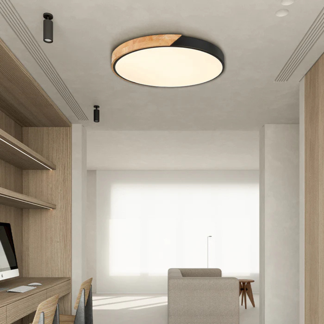 Scandinavian Wooden LED Ceiling Light Fixture – Modern Flush Mount Design for Cozy Ambiance
