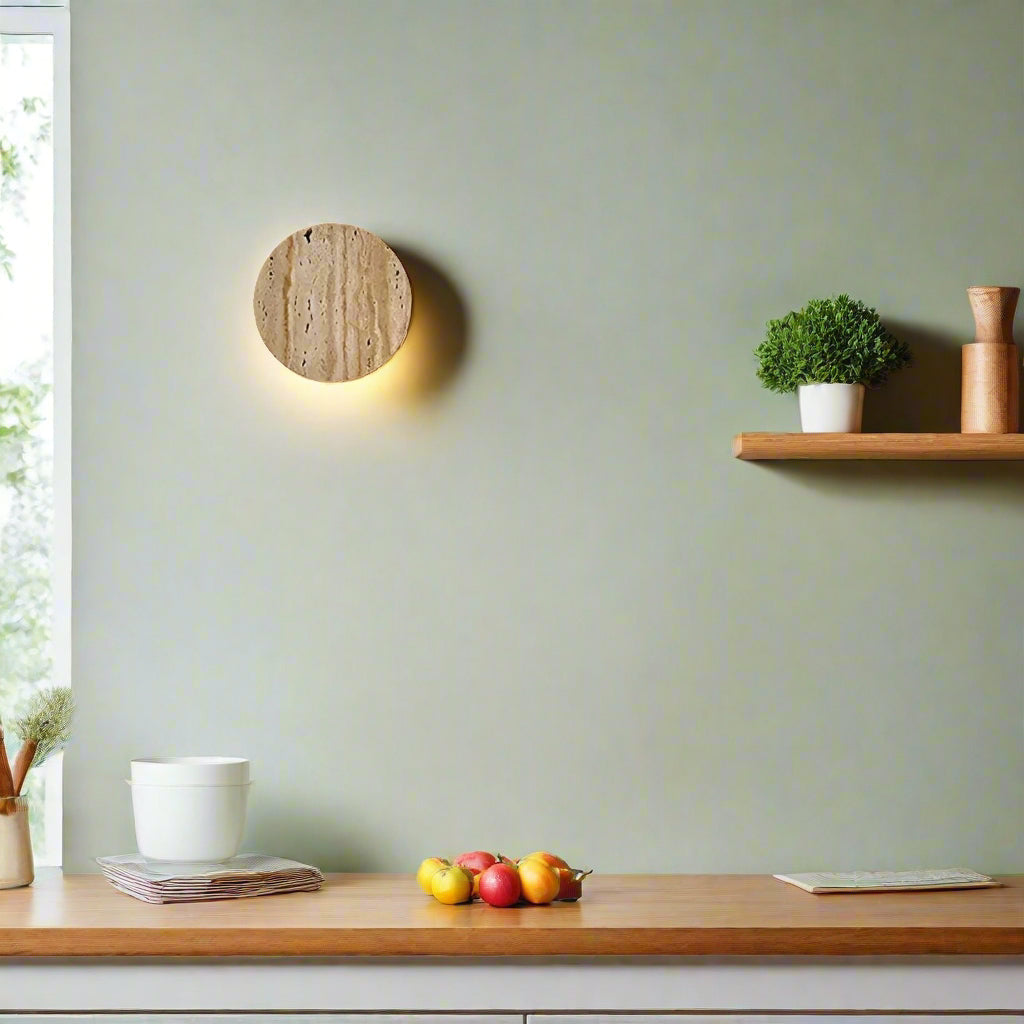 Japanese Wabi-Sabi Travertine Stone Wall Sconce LED 1-Light