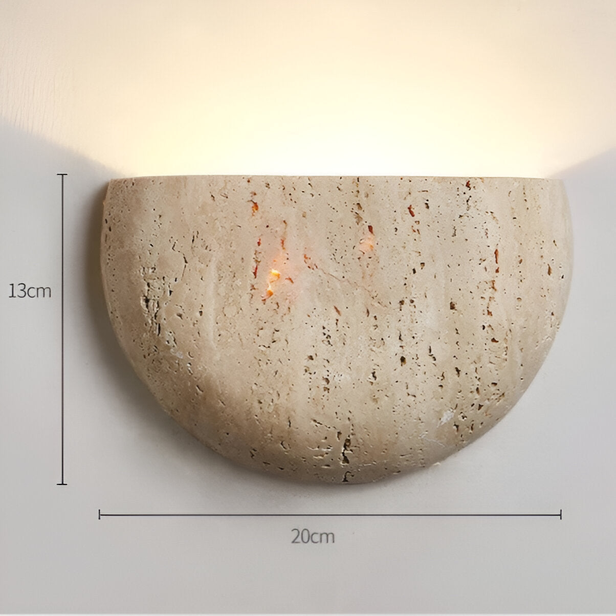 Medieval Travertine Stone Half-Round Wall Sconce G4 1-Light