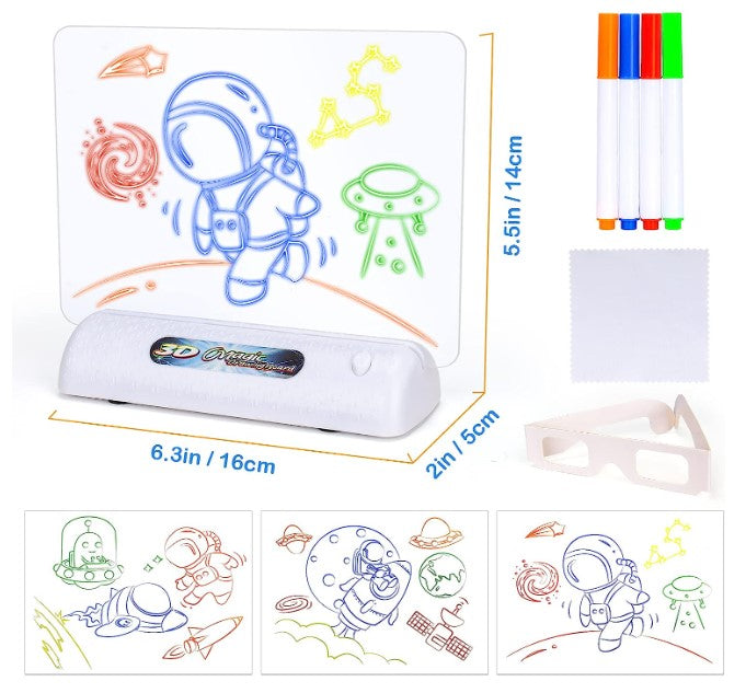 Guili | Magic 3D Drawing Board | Creative Learning Drawing - LED Light Effects for Children