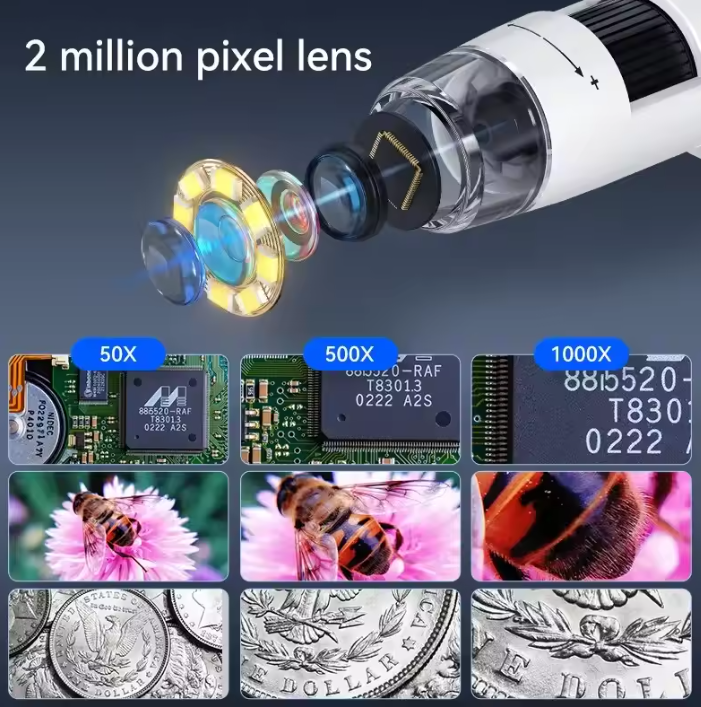 Guili | 1000X 4.3" LCD Digital Microscope – 1080P Coin Microscope with 8 LED Lights for Soldering, Repairs, and Inspection