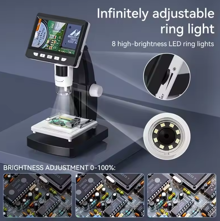 Guili | 1000X 4.3" LCD Digital Microscope – 1080P Coin Microscope with 8 LED Lights for Soldering, Repairs, and Inspection
