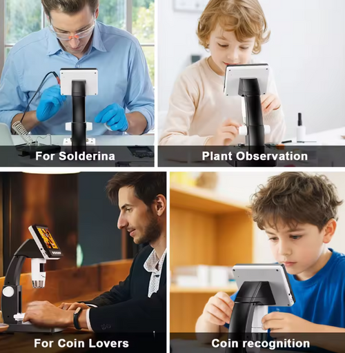 Guili | 1000X 4.3" LCD Digital Microscope – 1080P Coin Microscope with 8 LED Lights for Soldering, Repairs, and Inspection