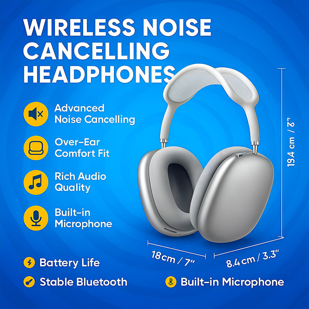 Cordless Bluetooth Headphones | Over-Ear Noise Cancelling Design