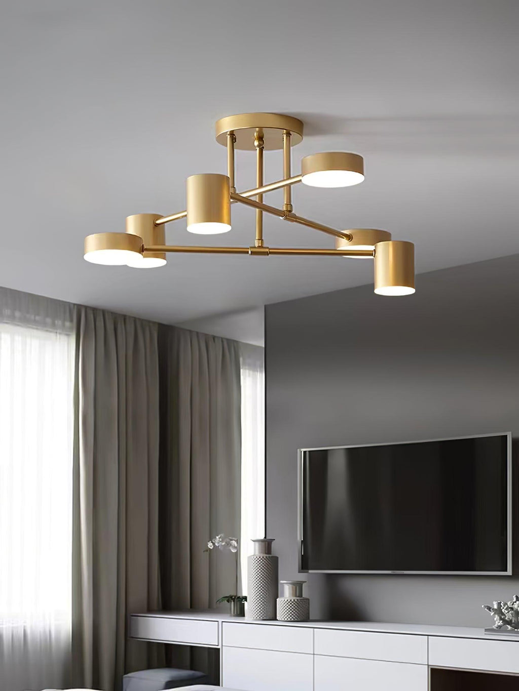 Modern Brass Globe LED Sputnik Ceiling Light 6-Light