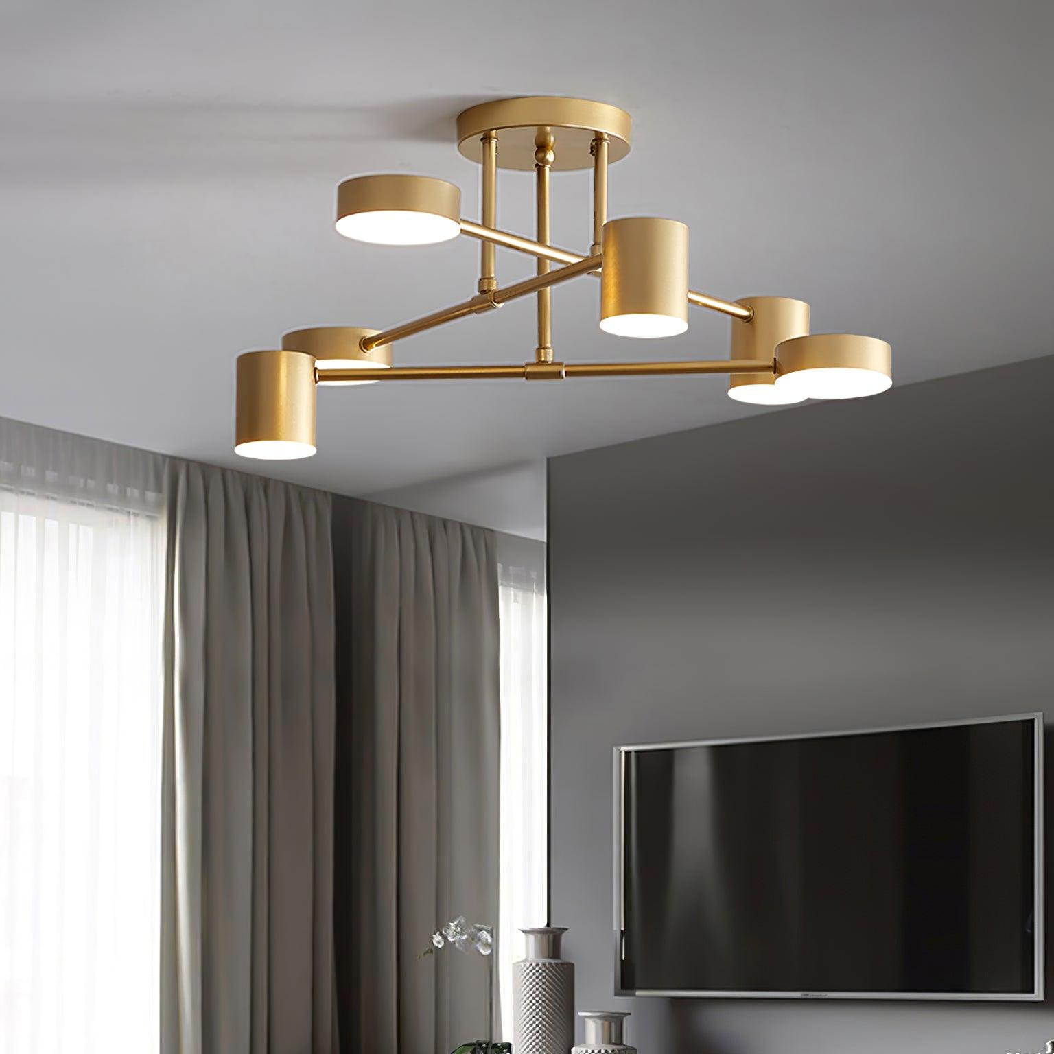 Modern Brass Globe LED Sputnik Ceiling Light 6-Light