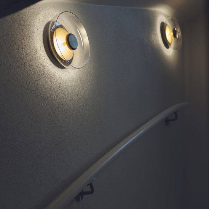 Minimalist Brass & Glass Round Wall Sconce LED 1-Light