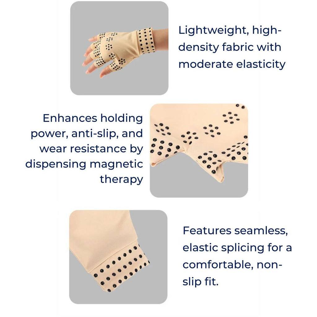 Guili | Fingerless Gloves for Arthritis & Pain Relief - Magnetic Compression for Improved Circulation and Reduced Swelling