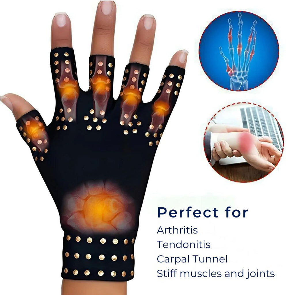 Guili | Fingerless Gloves for Arthritis & Pain Relief - Magnetic Compression for Improved Circulation and Reduced Swelling