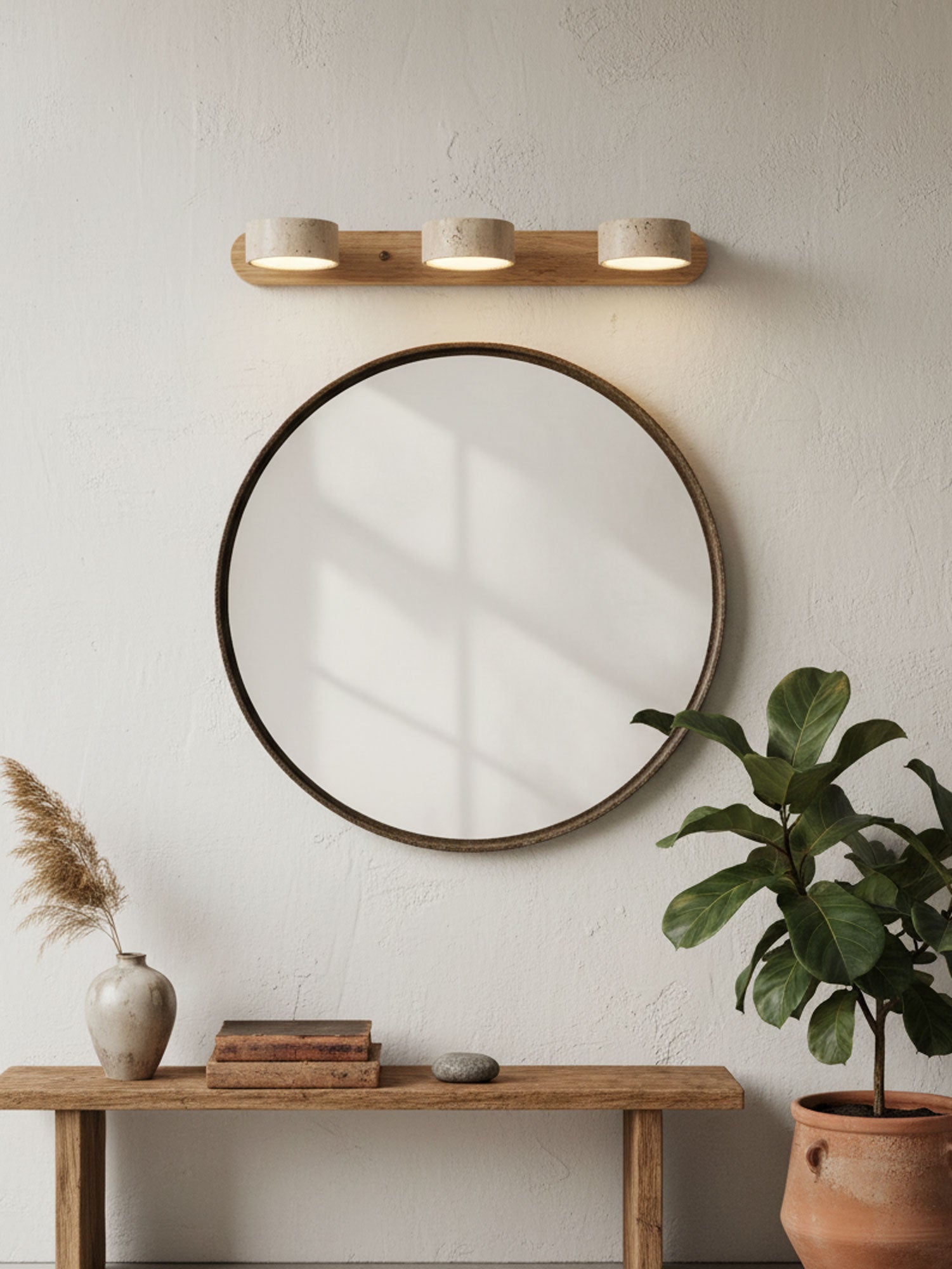 Modern Travertine Round LED Wall Sconce 1-Light