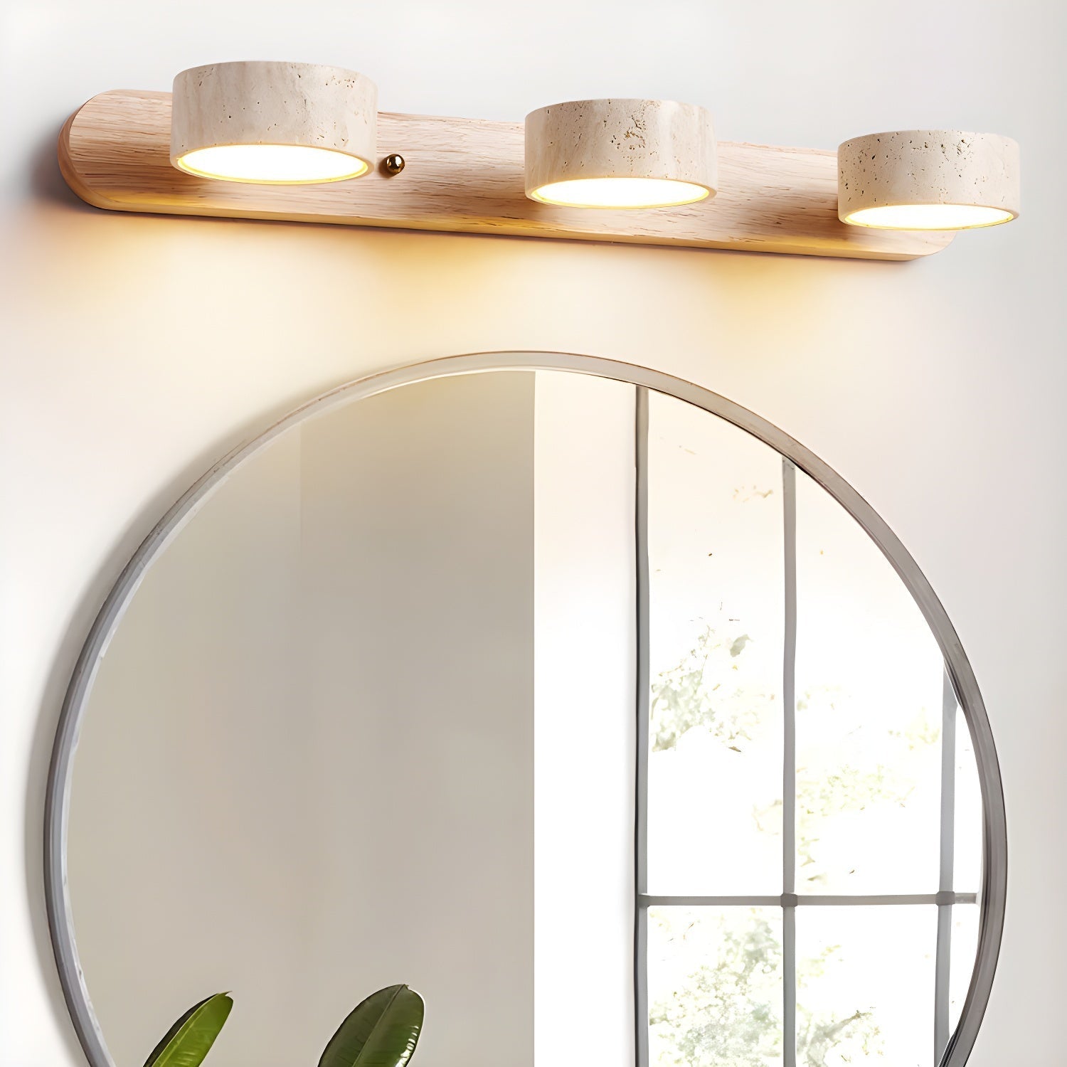 Modern Travertine Round LED Wall Sconce 1-Light