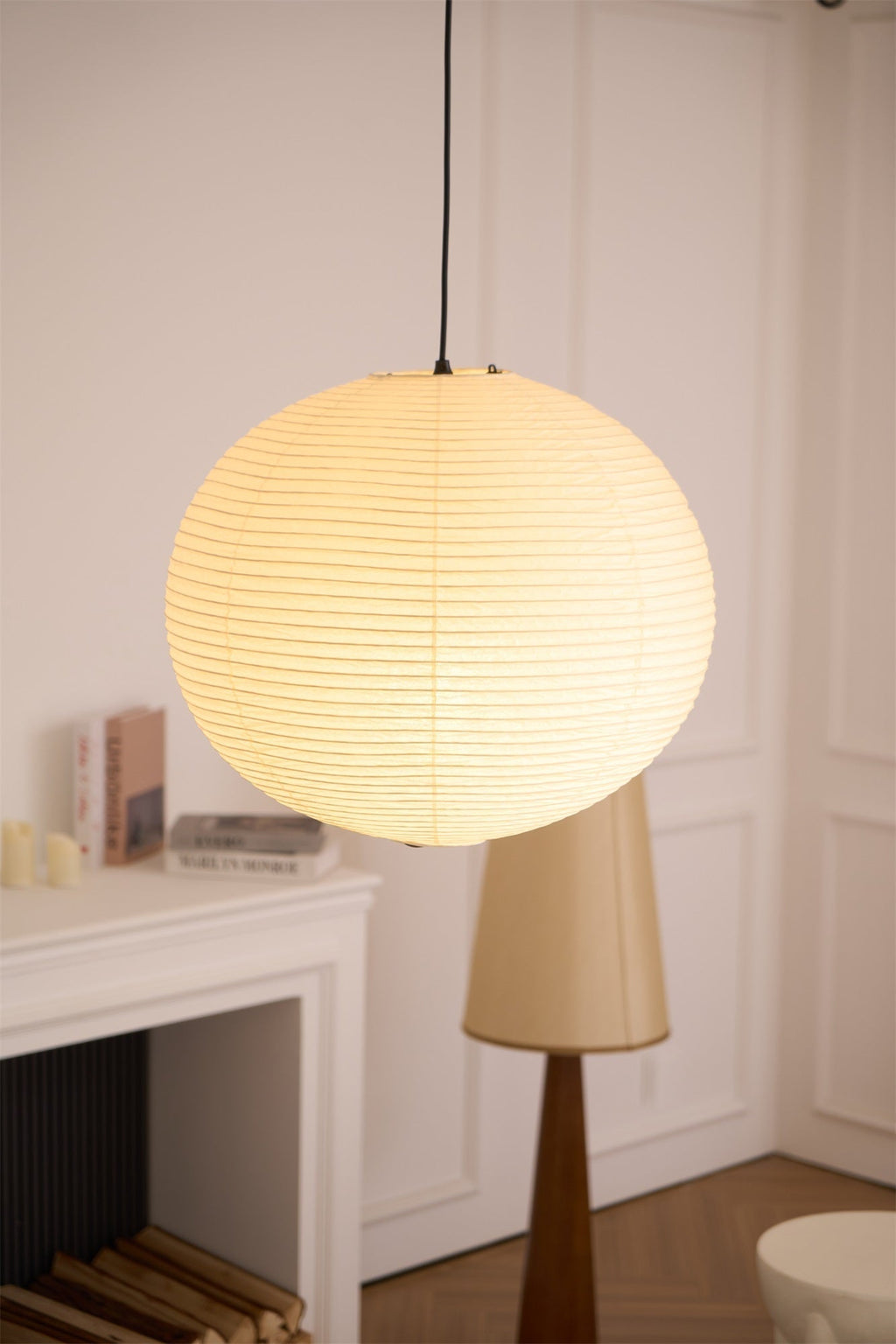 Japanese Washi Paper Globe Pendant Light 1-Light