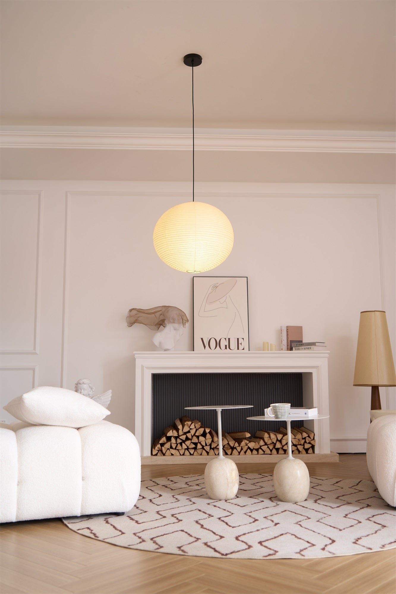 Japanese Washi Paper Globe Pendant Light 1-Light