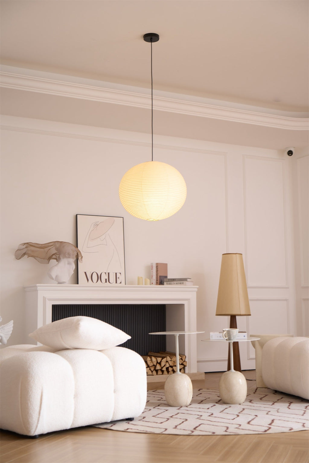 Japanese Washi Paper Globe Pendant Light 1-Light