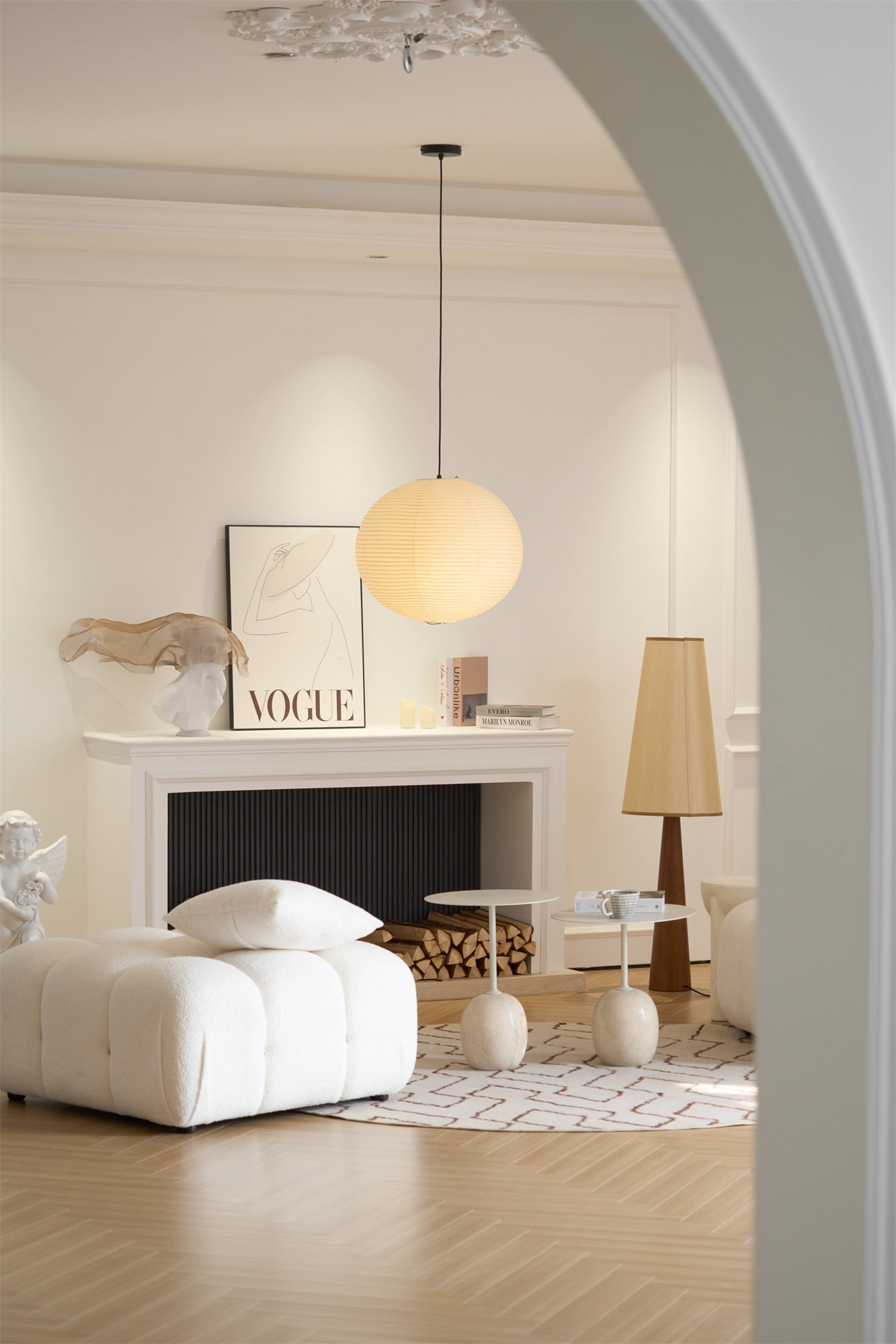 Japanese Washi Paper Globe Pendant Light 1-Light