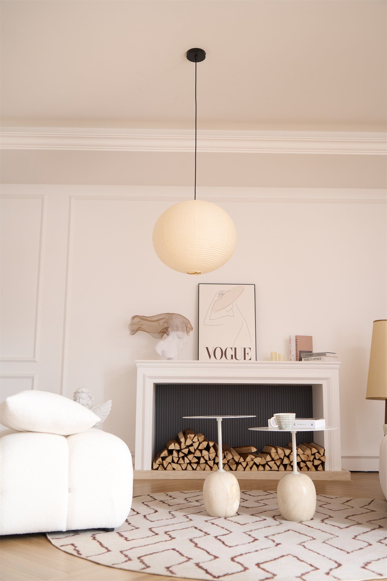 Japanese Washi Paper Globe Pendant Light 1-Light