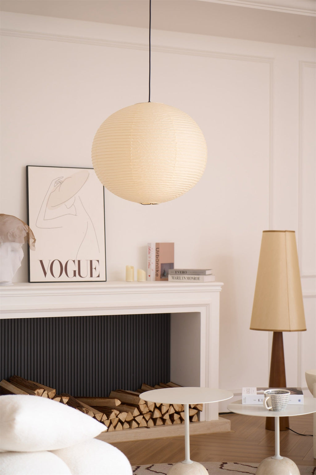 Japanese Washi Paper Globe Pendant Light 1-Light