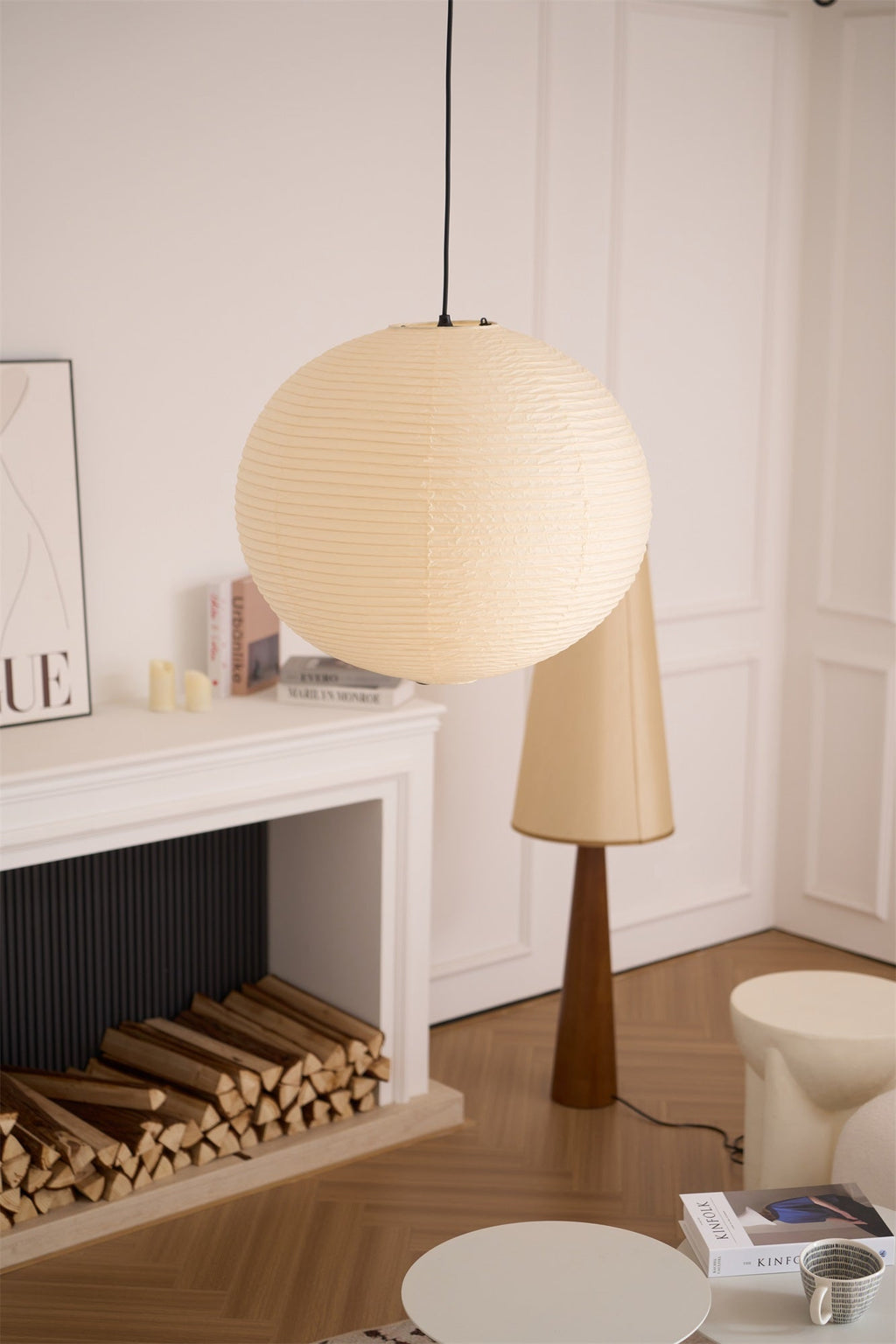 Japanese Washi Paper Globe Pendant Light 1-Light
