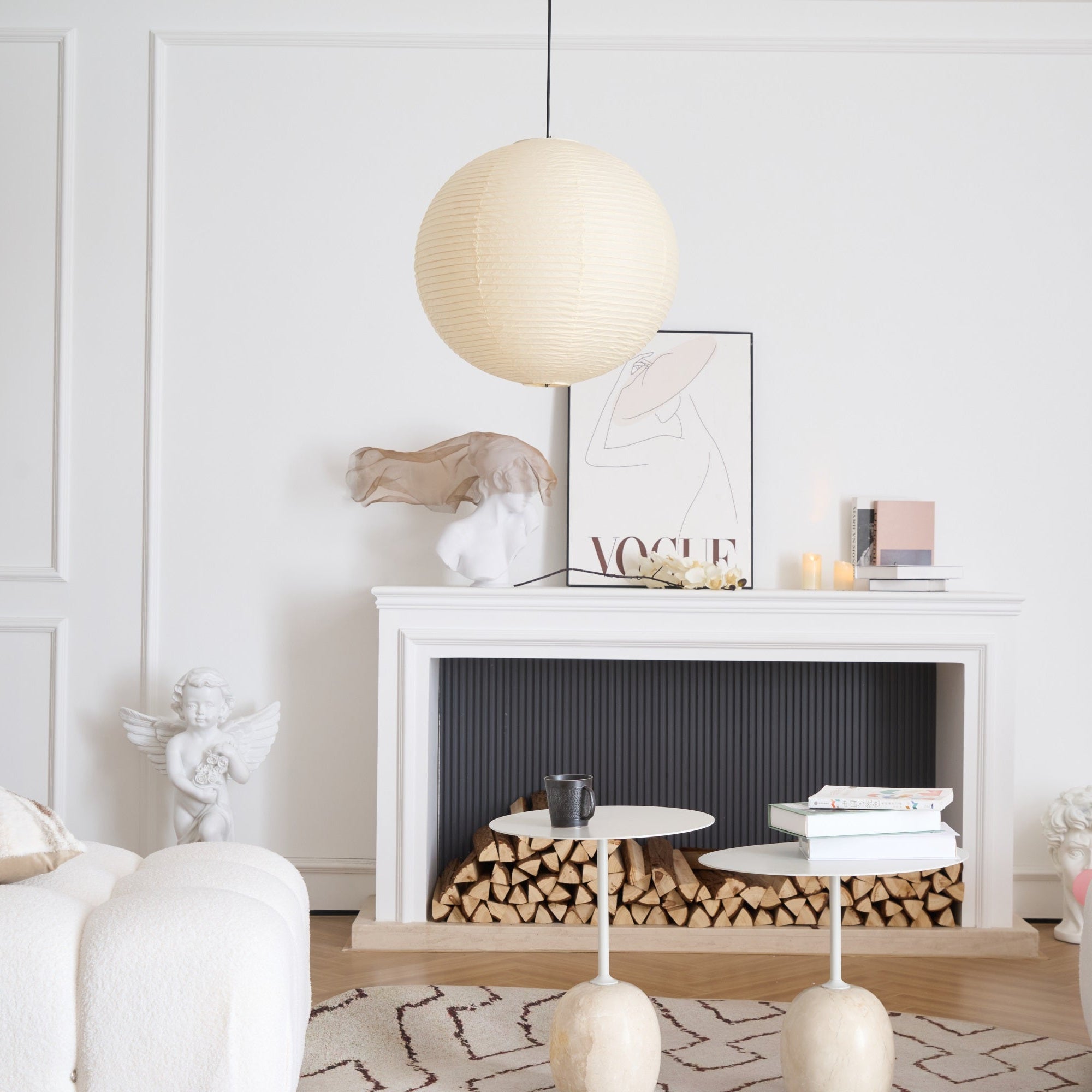 Japanese Washi Paper Globe Pendant Light 1-Light