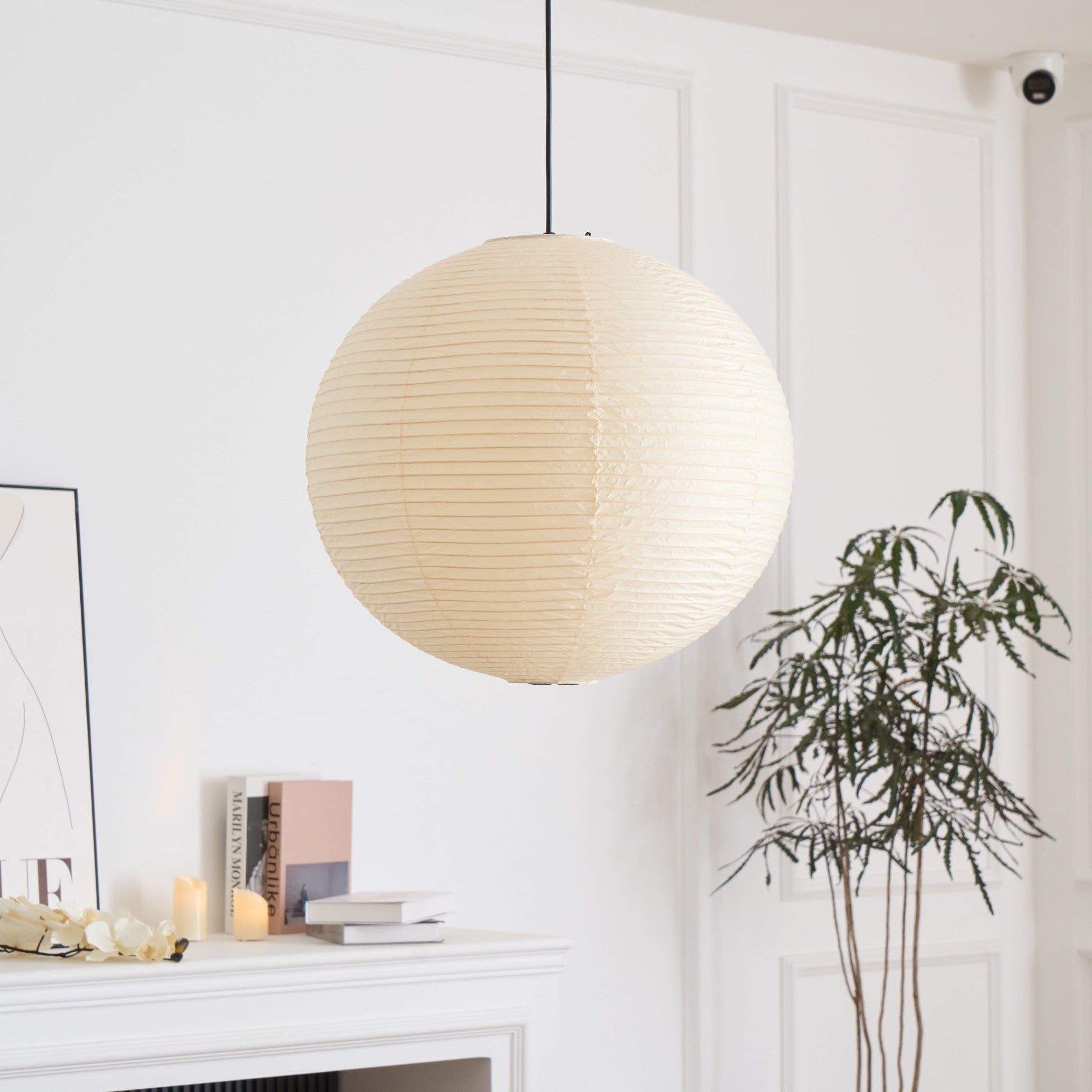 Japanese Washi Paper Globe Pendant Light 1-Light