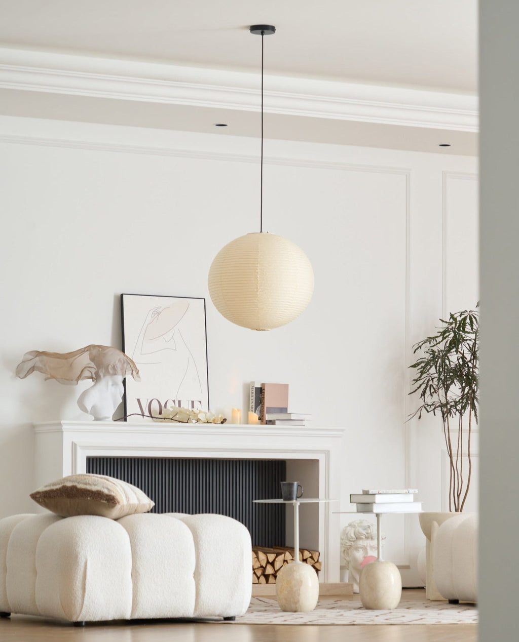 Japanese Washi Paper Globe Pendant Light 1-Light