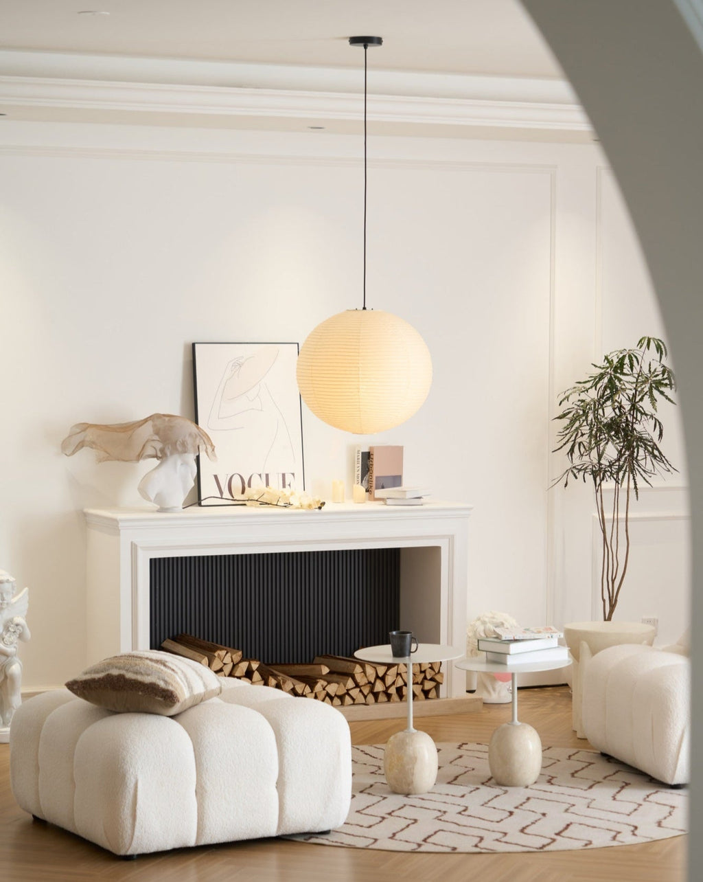 Japanese Washi Paper Globe Pendant Light 1-Light