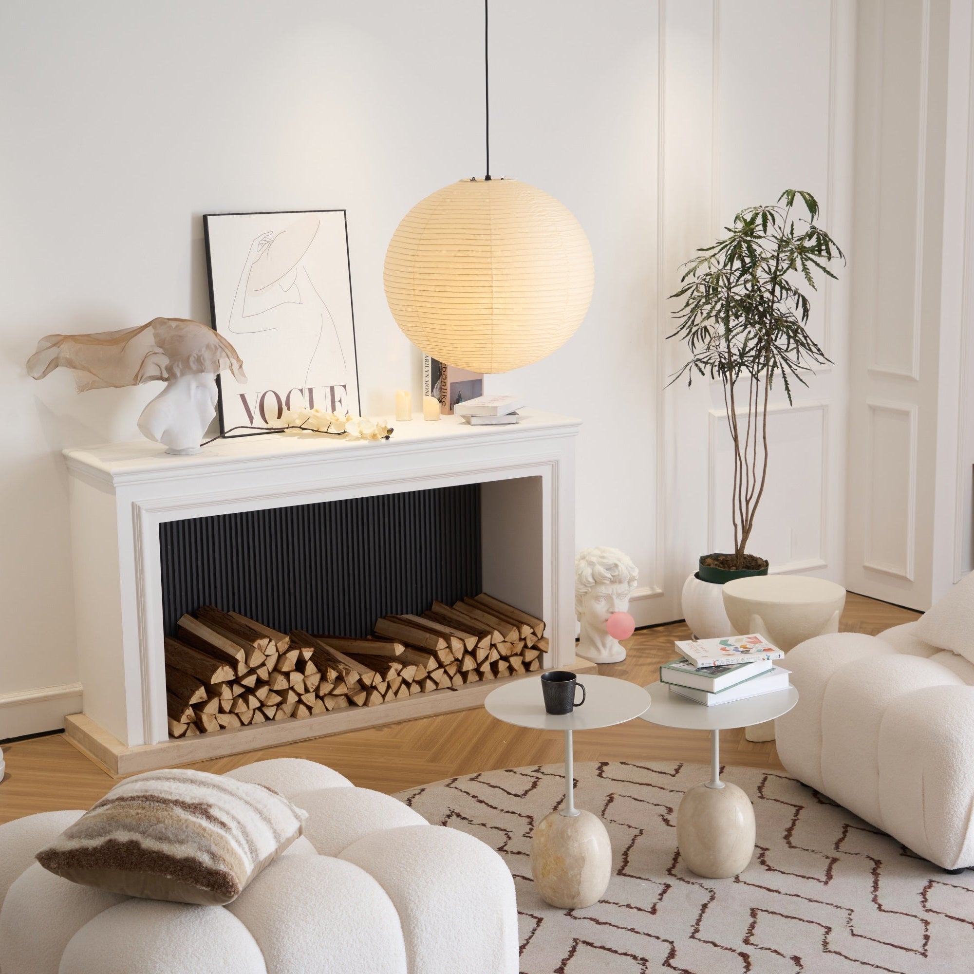 Japanese Washi Paper Globe Pendant Light 1-Light