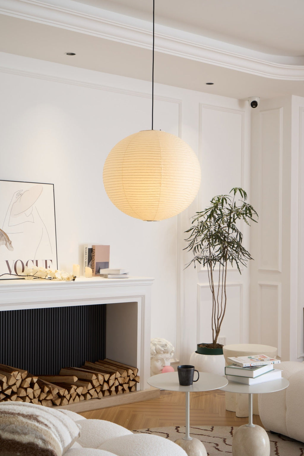 Japanese Washi Paper Globe Pendant Light 1-Light