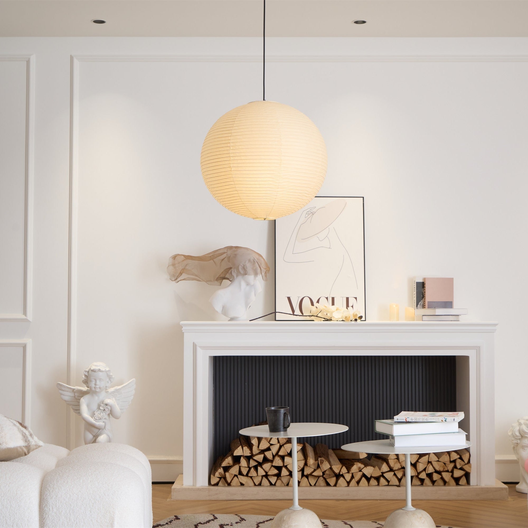 Japanese Washi Paper Globe Pendant Light 1-Light