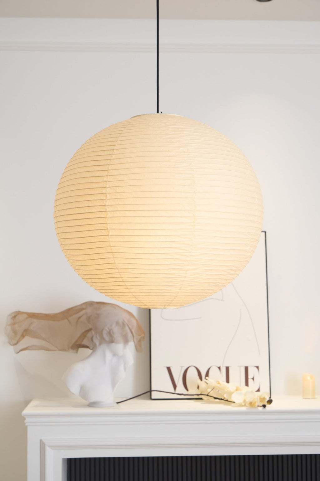 Japanese Washi Paper Globe Pendant Light 1-Light