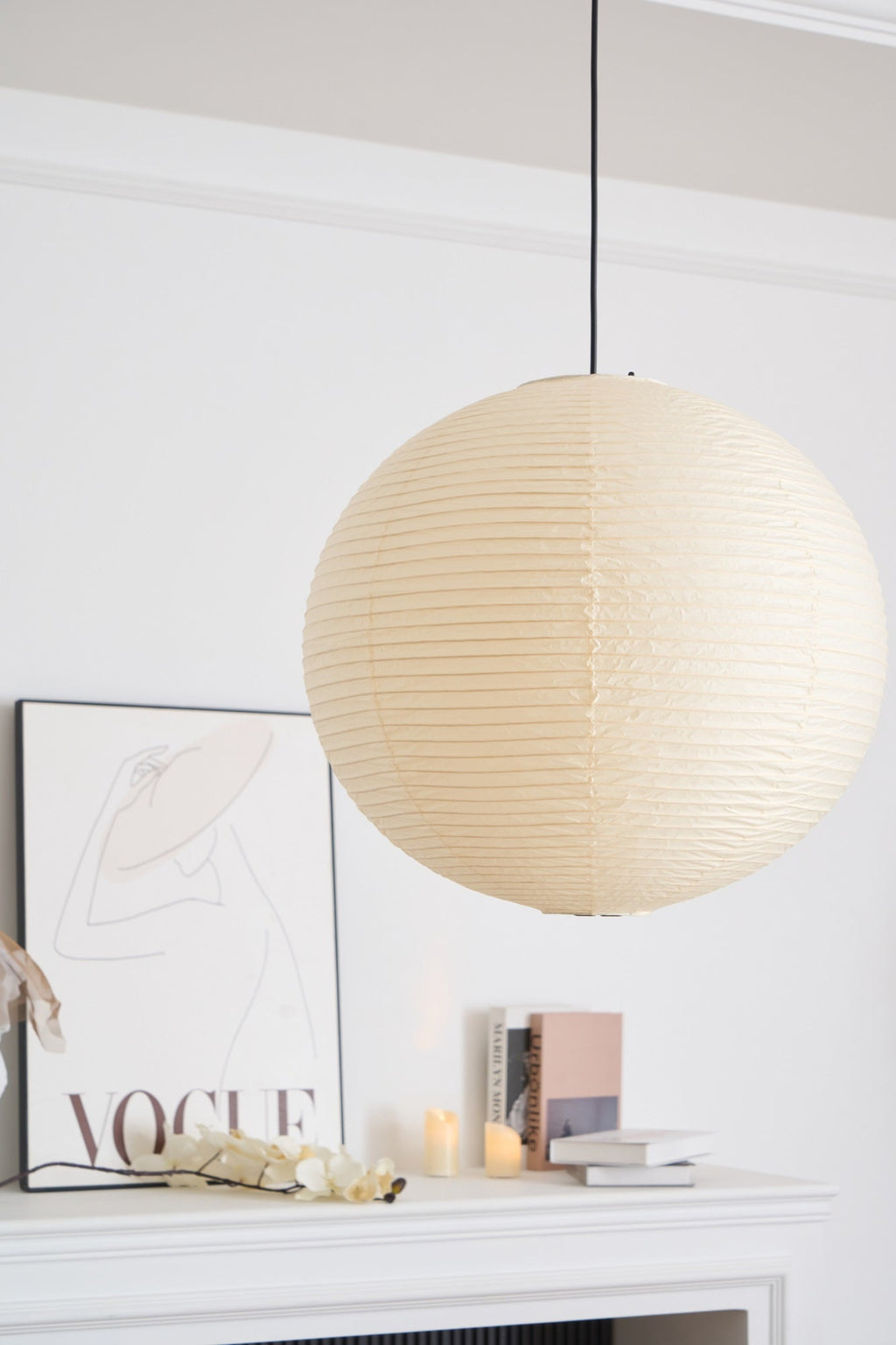 Japanese Washi Paper Globe Pendant Light 1-Light
