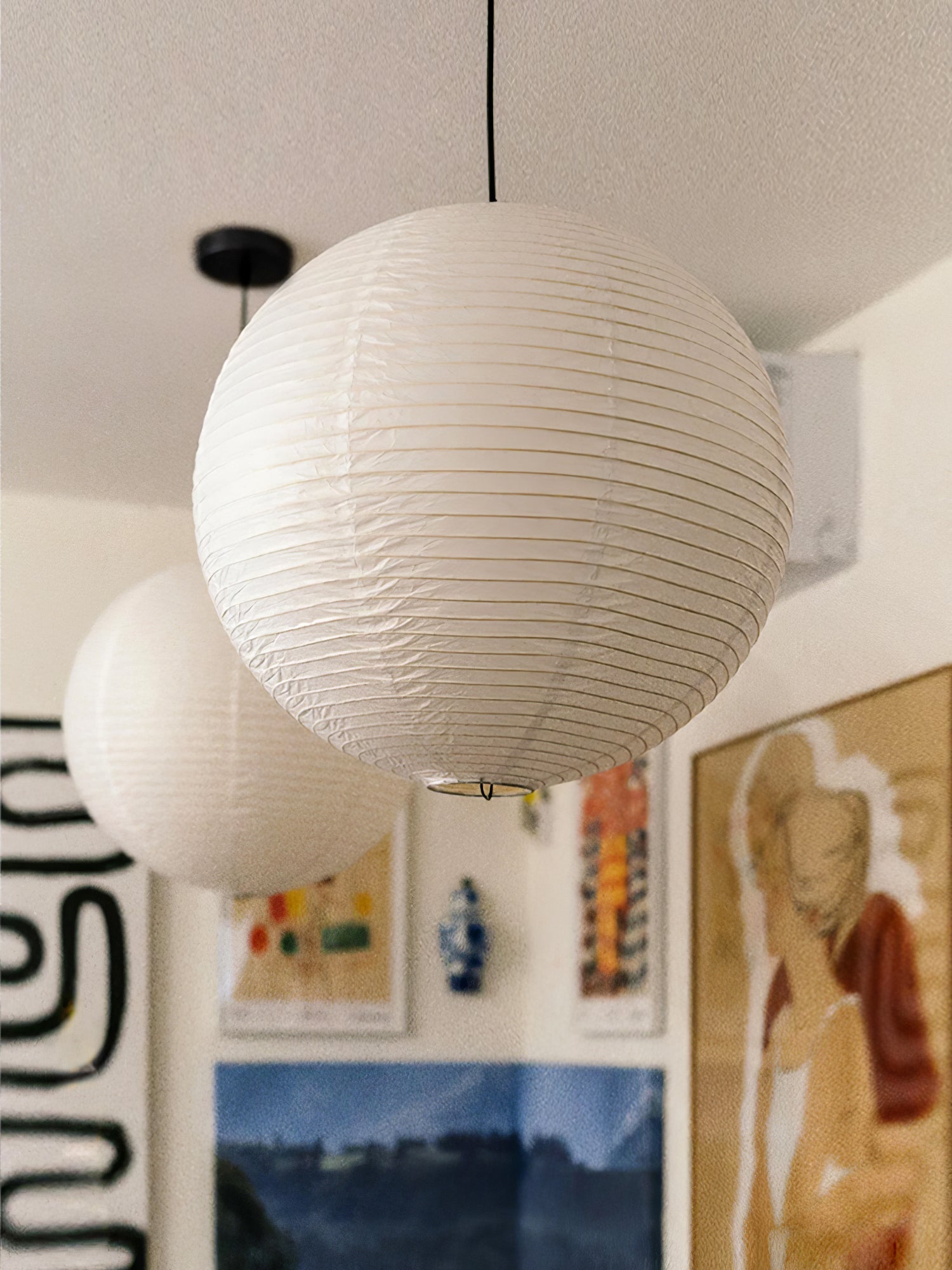 Japanese Washi Paper Globe Pendant Light 1-Light