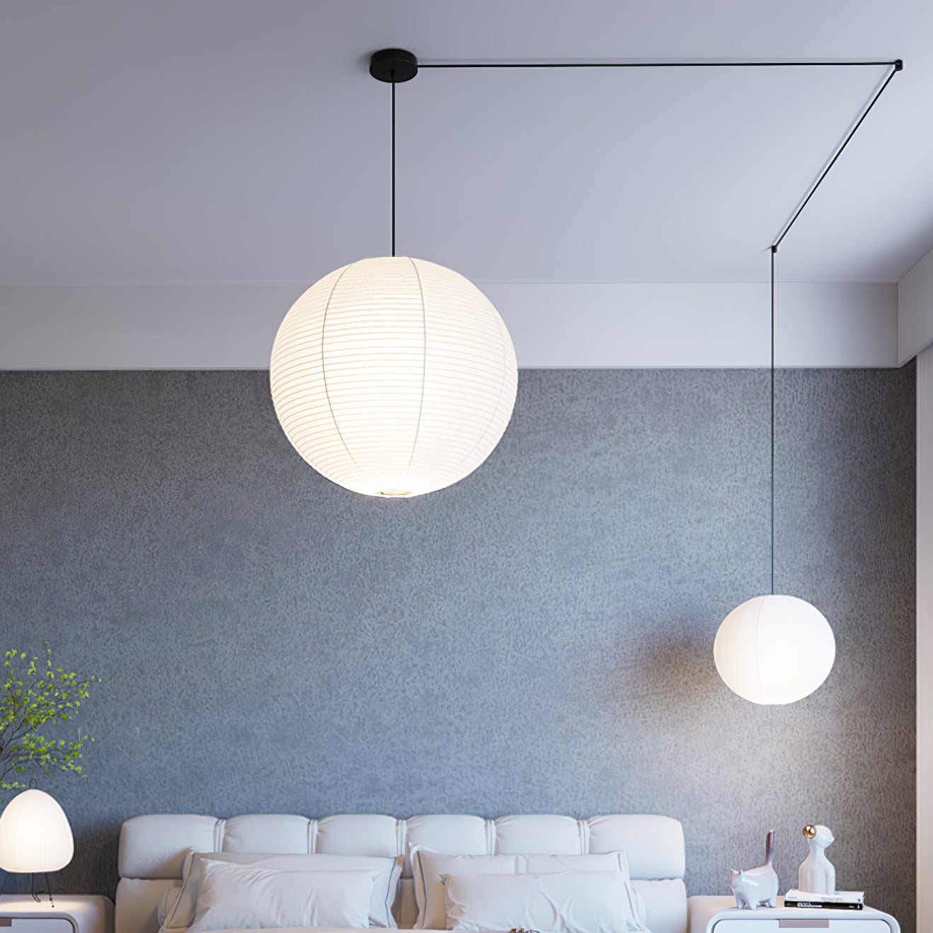 Japanese Washi Paper Globe Pendant Light 1-Light