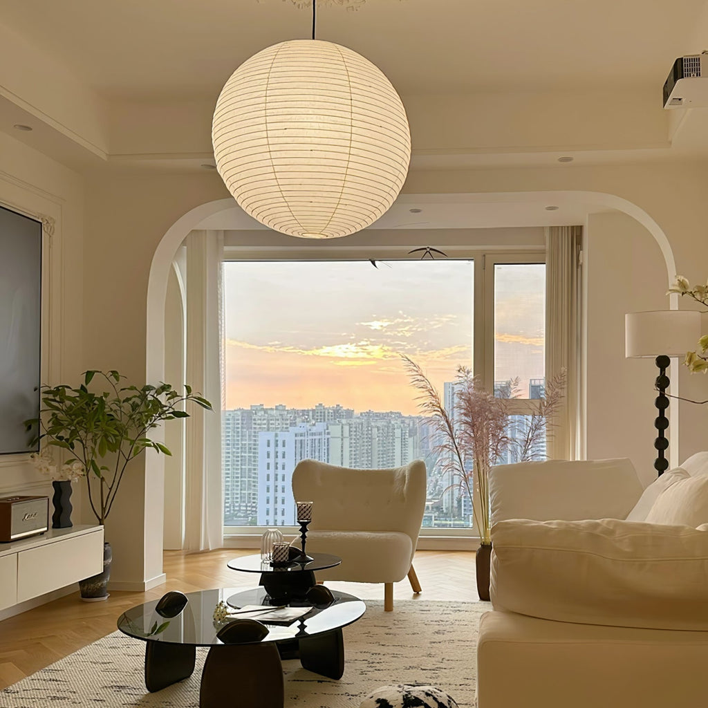 Japanese Washi Paper Globe Pendant Light 1-Light