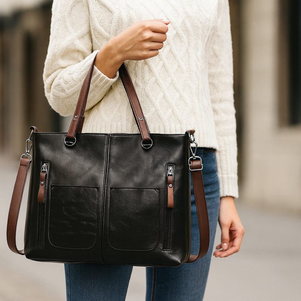 Guili | Women’s Leather Tote Handbag Shoulder Crossbody Multi Compartments