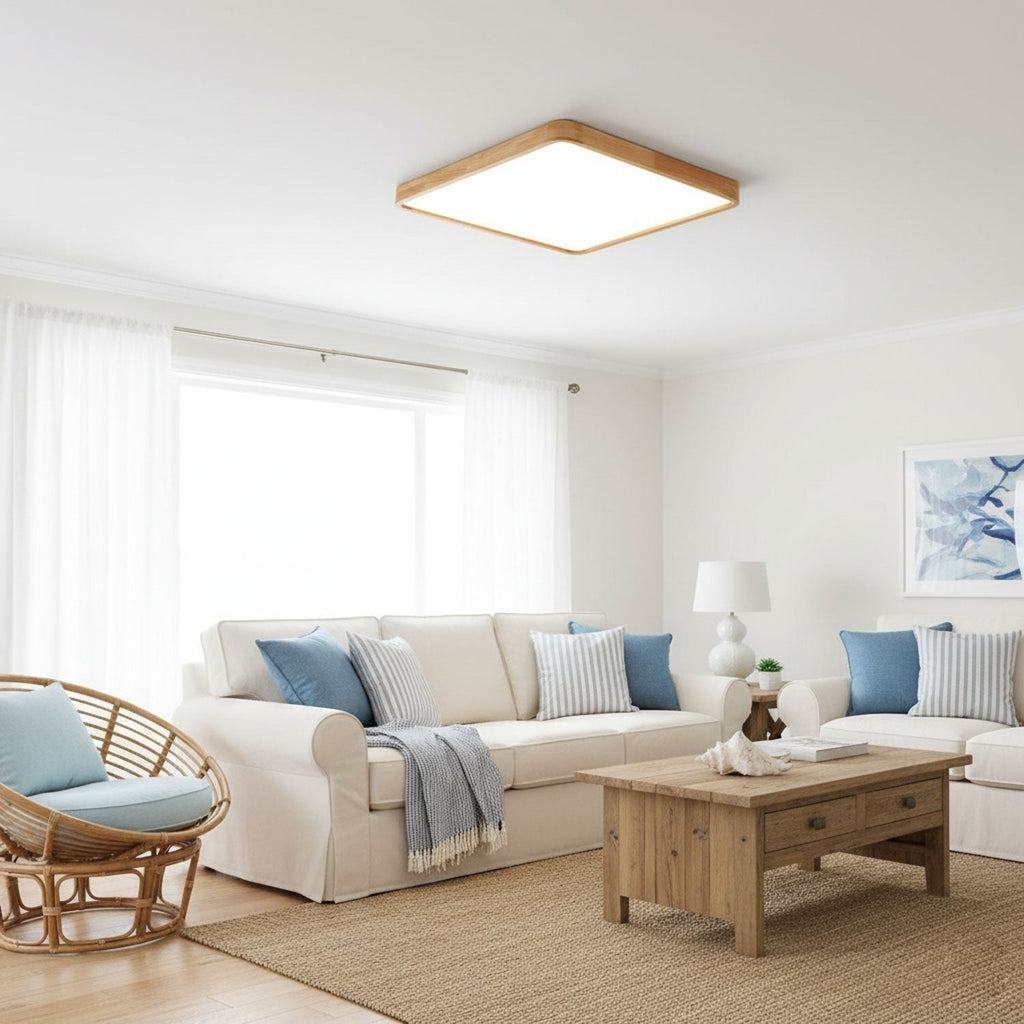 Modern Nordic Round Wooden LED Flush Mount Ceiling 1-Light