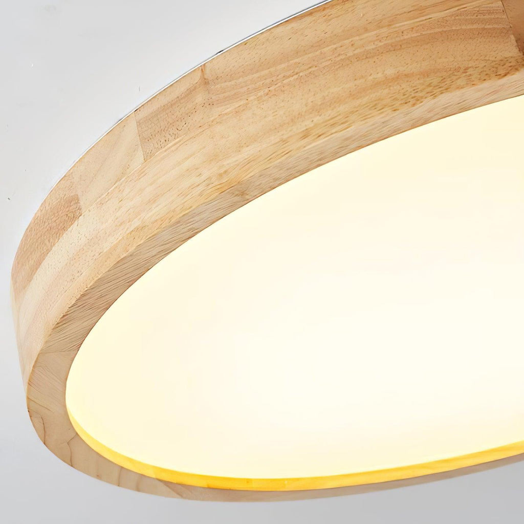 Modern Nordic Round Wooden LED Flush Mount Ceiling 1-Light