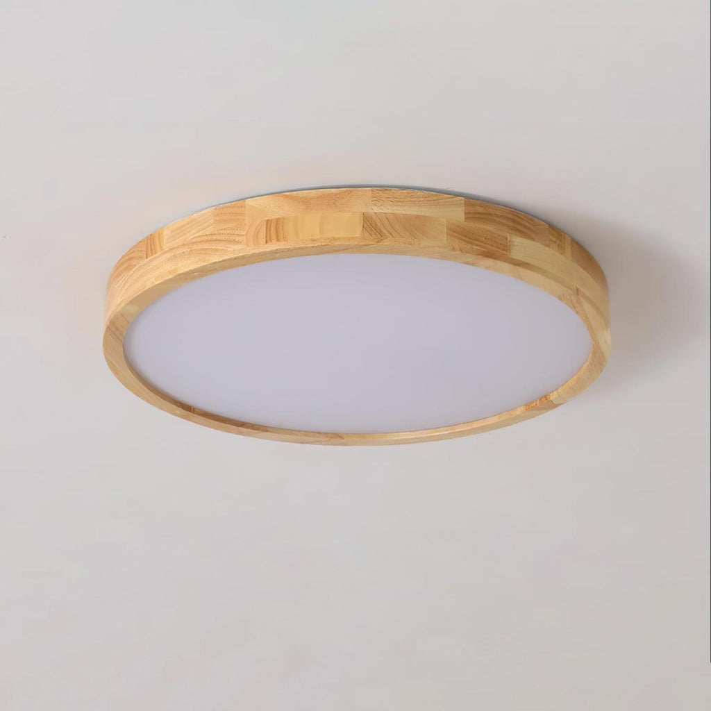 Modern Nordic Round Wooden LED Flush Mount Ceiling 1-Light