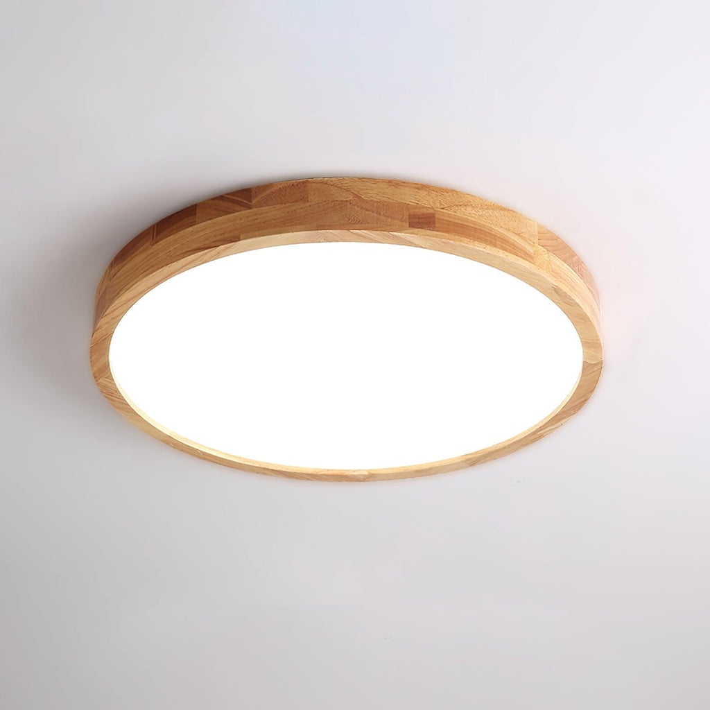 Modern Nordic Round Wooden LED Flush Mount Ceiling 1-Light