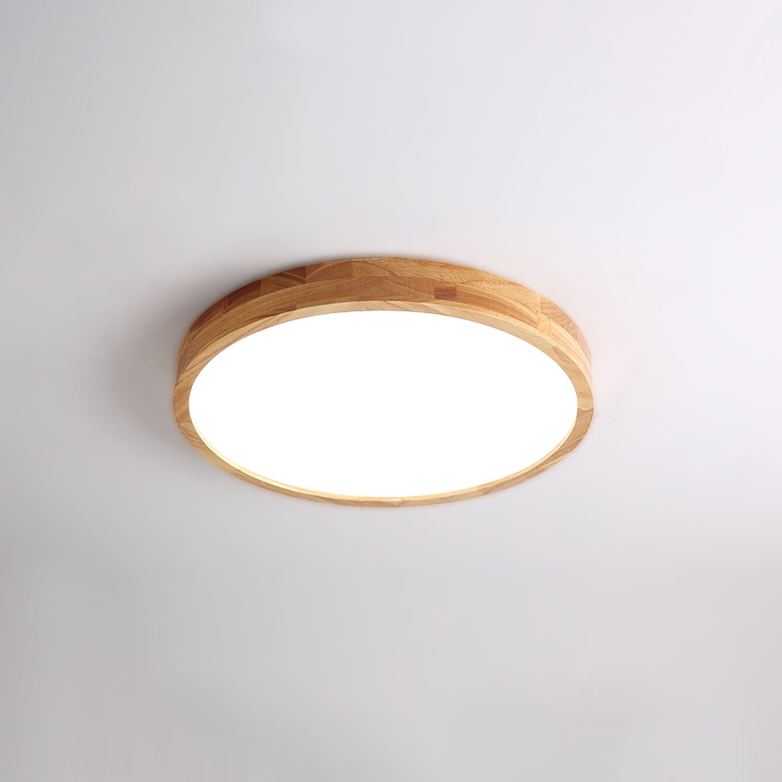 Modern Nordic Round Wooden LED Flush Mount Ceiling 1-Light