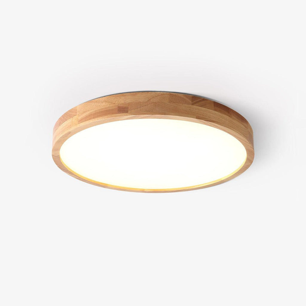 Modern Nordic Round Wooden LED Flush Mount Ceiling 1-Light