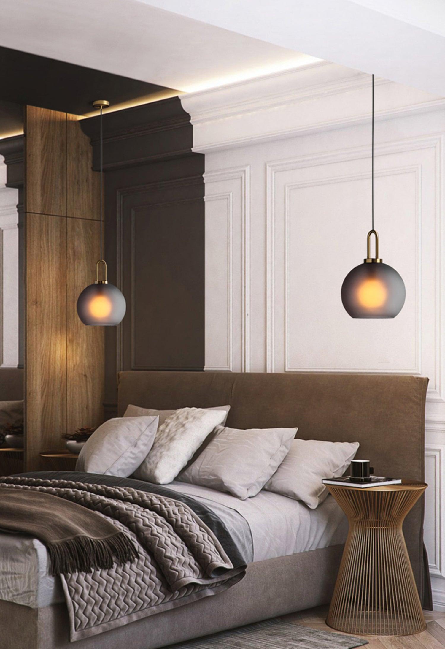 Modern Cylinder Glass Brass Pendant Light 1-Light