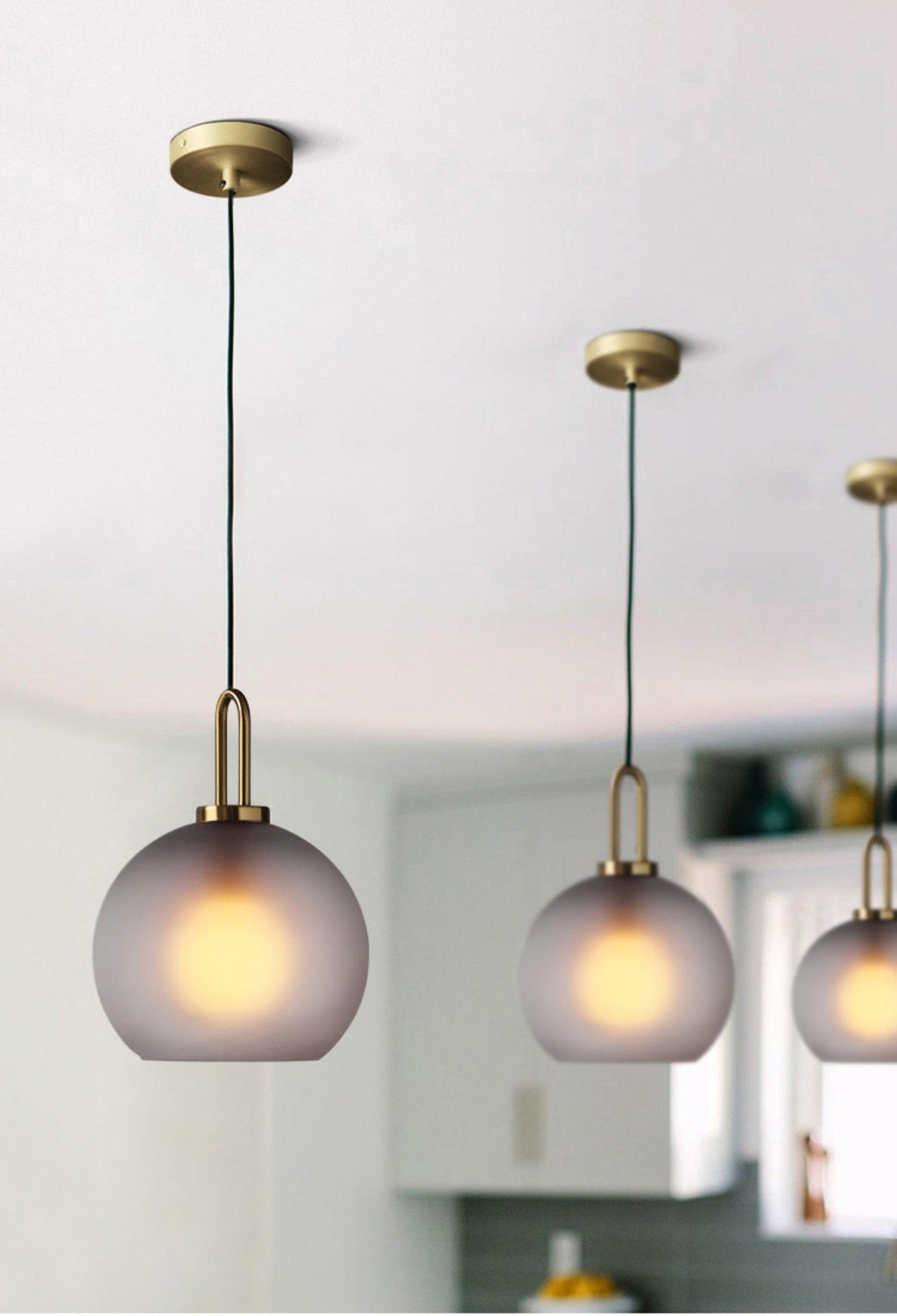 Modern Cylinder Glass Brass Pendant Light 1-Light