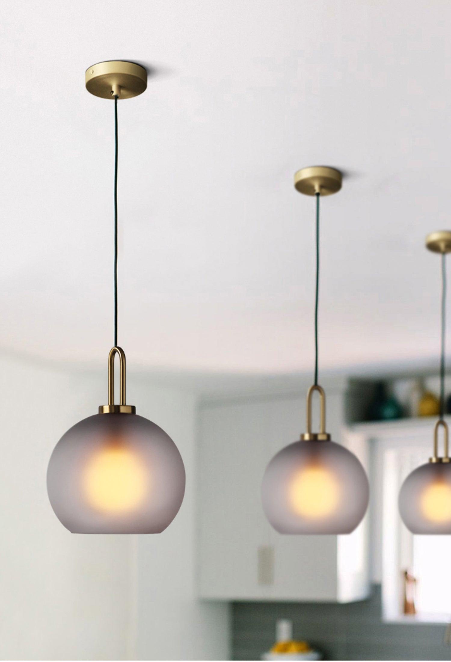 Modern Cylinder Glass Brass Pendant Light 1-Light