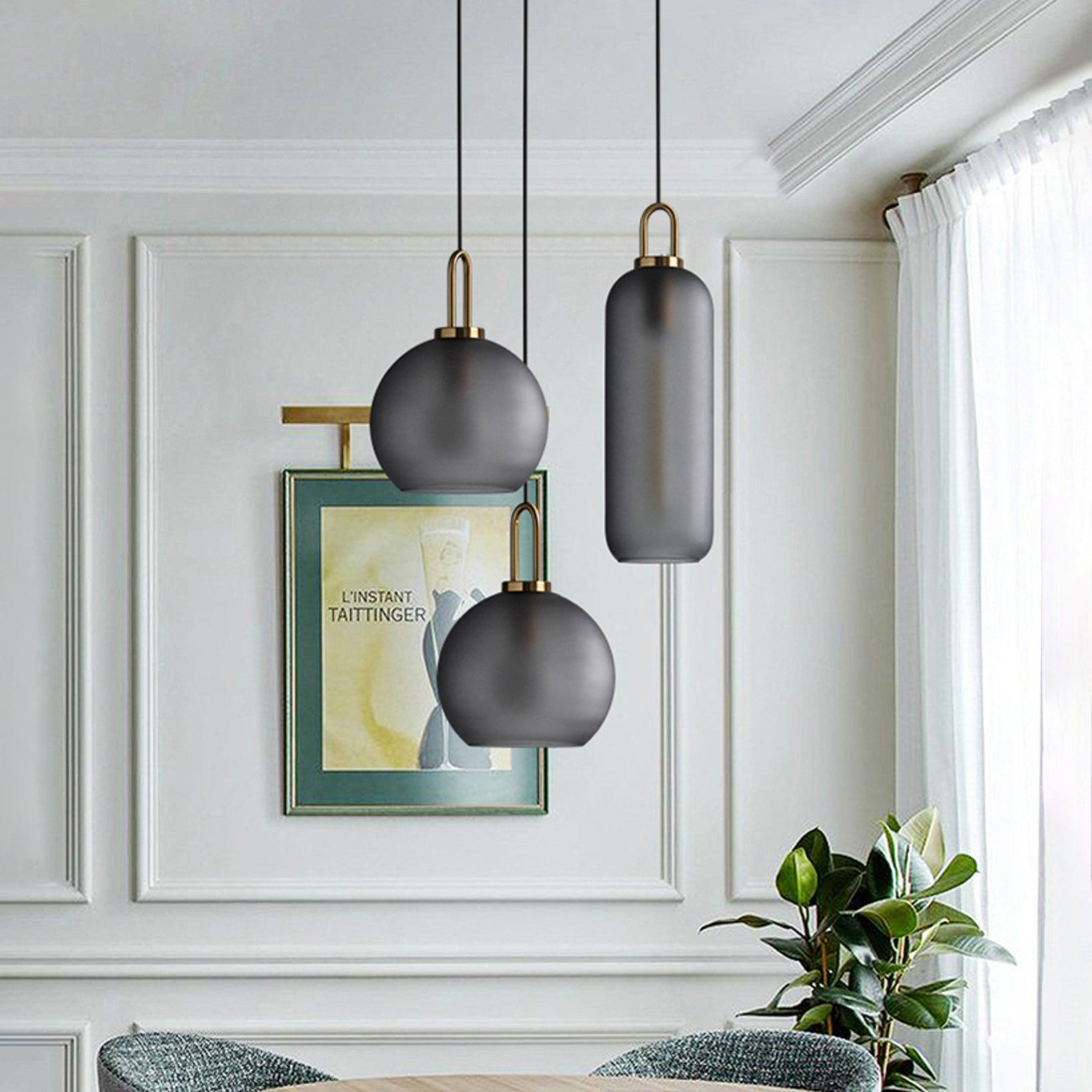 Modern Cylinder Glass Brass Pendant Light 1-Light