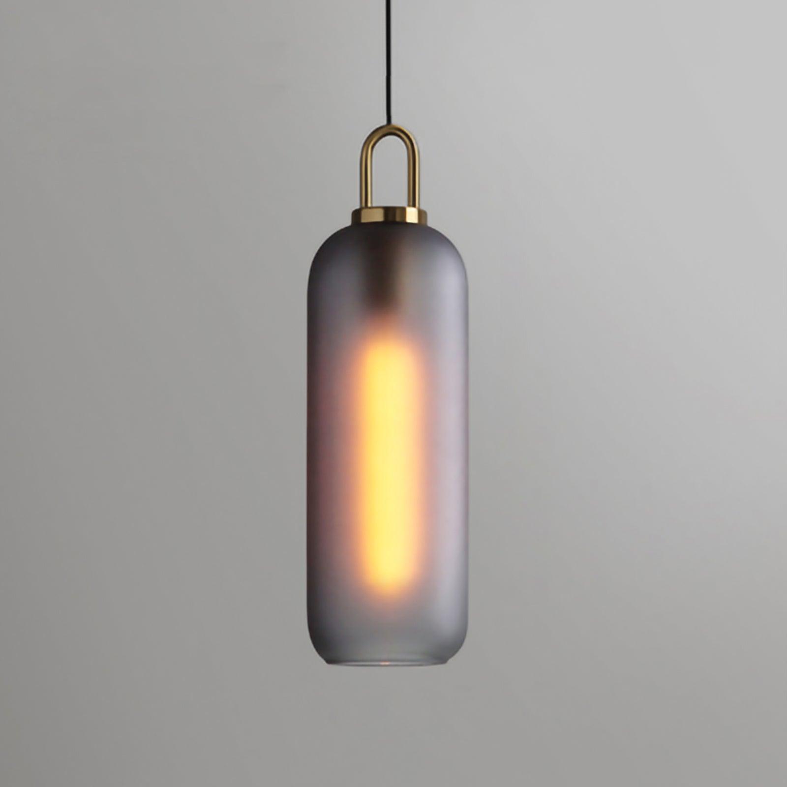 Modern Cylinder Glass Brass Pendant Light 1-Light