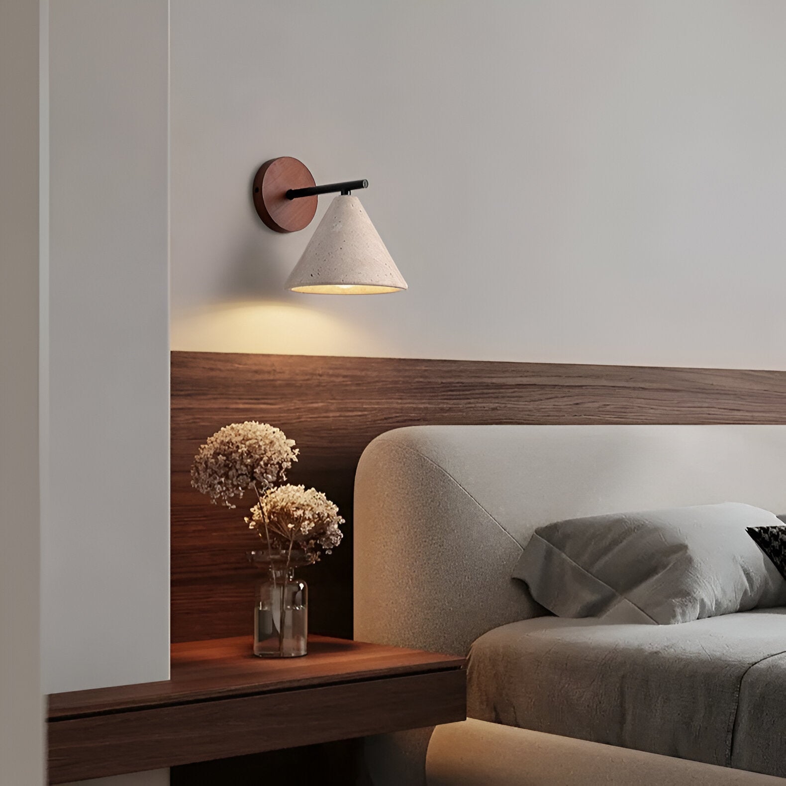 Modern Travertine Cone Wall Sconce LED 1-Light